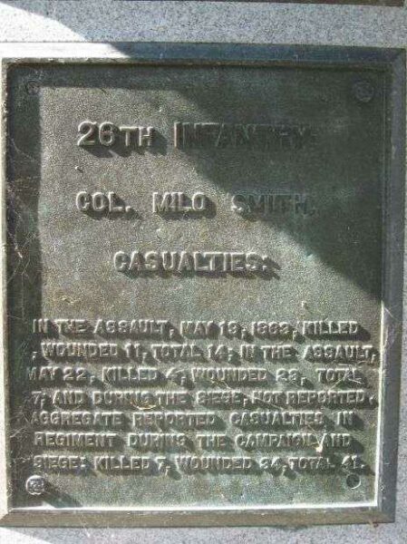 26TH IOWA INFANTRY AT VICKSBURG MEMORIAL PLAQUE