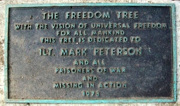 1LT. MARK PETERSON FREEDOM TREE MEMORIAL PLAQUE
