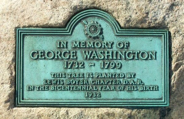 SIDNEY GEORGE WASHINGTON BICENTENNIAL MEMORIAL TREE PLAQUE