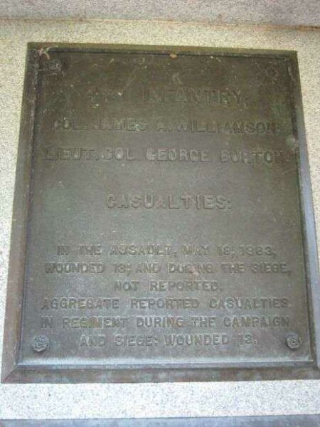 4TH IOWA INFANTRY AT VICKSBURG MEMORIAL PLAQUE