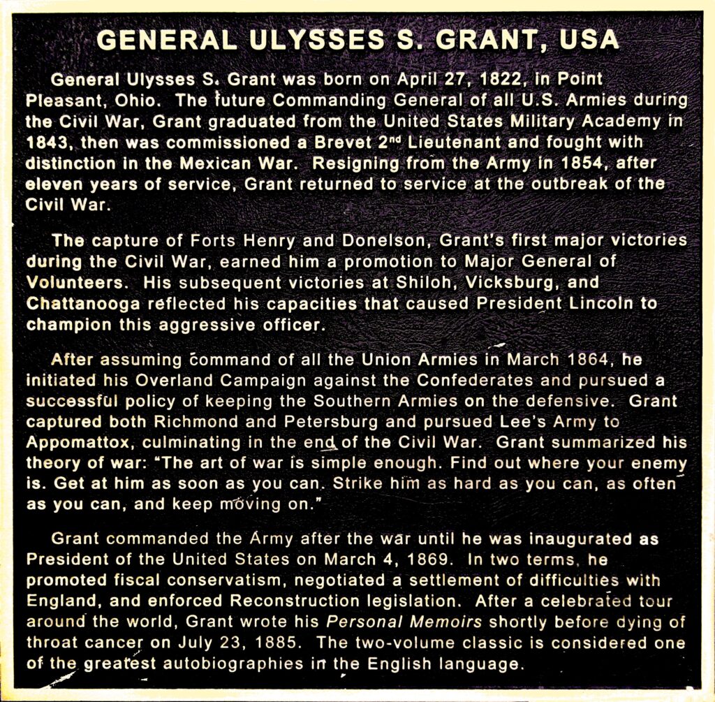 GENERAL ULYSSES S. GRANT USA MEMORIAL BUILDING  PLAQUE