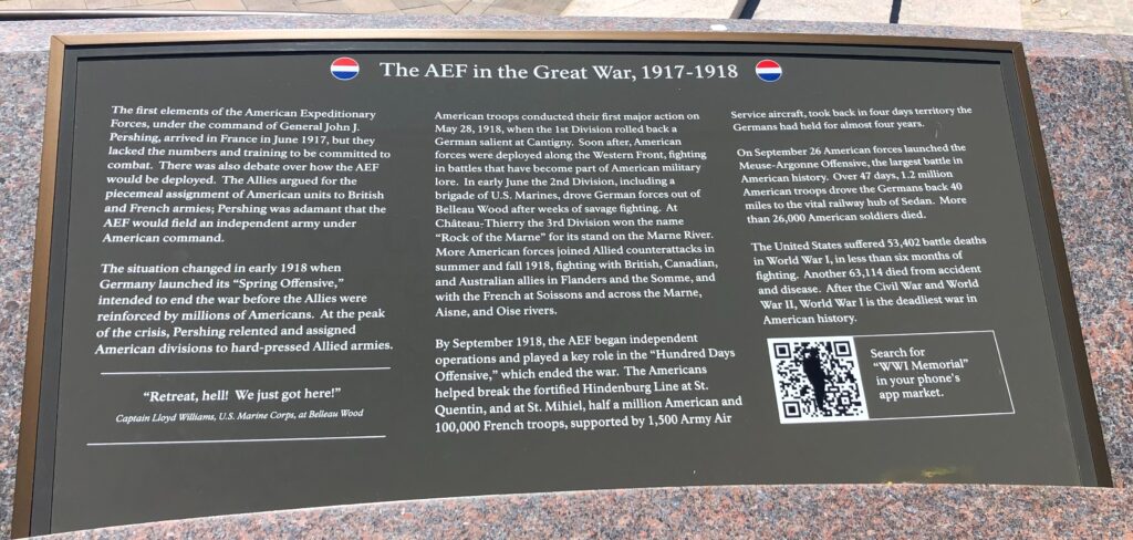 NATIONAL WORLD WAR I MEMORIAL  PLAQUE F