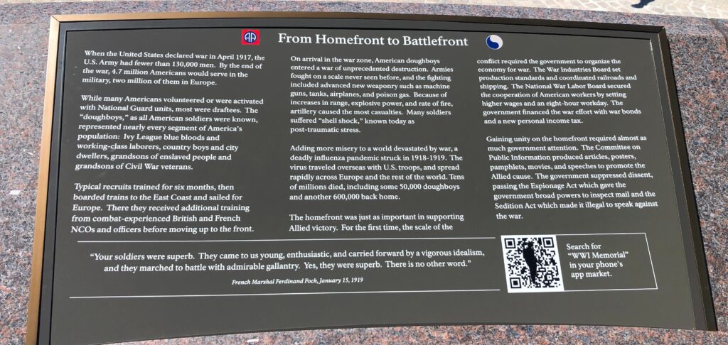 NATIONAL WORLD WAR I MEMORIAL  PLAQUE E