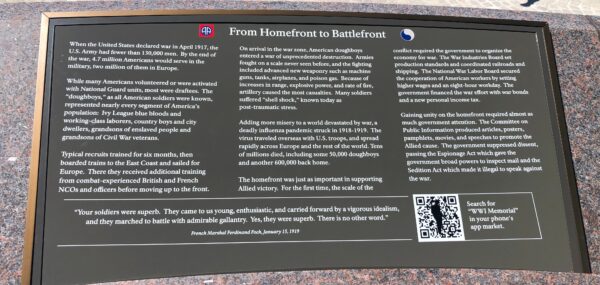 NATIONAL WORLD WAR I MEMORIAL  PLAQUE E