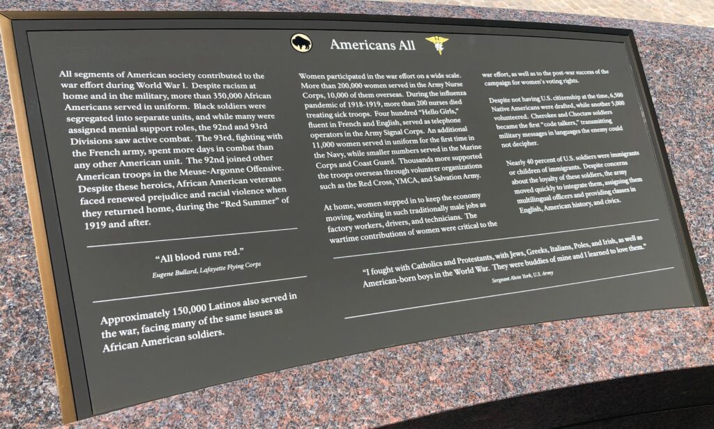 NATIONAL WORLD WAR I MEMORIAL  PLAQUE B