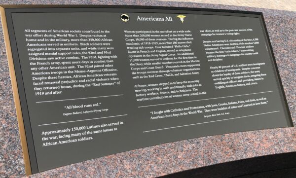 NATIONAL WORLD WAR I MEMORIAL  PLAQUE B