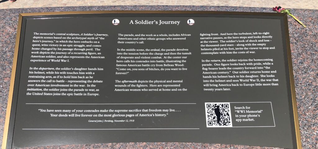 NATIONAL WORLD WAR I MEMORIAL  PLAQUE A