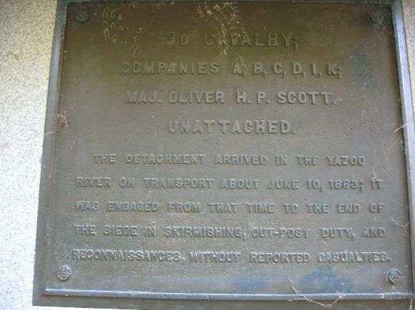 3D CAVALRY AT VICKSBURG MEMORIAL PLAQUE