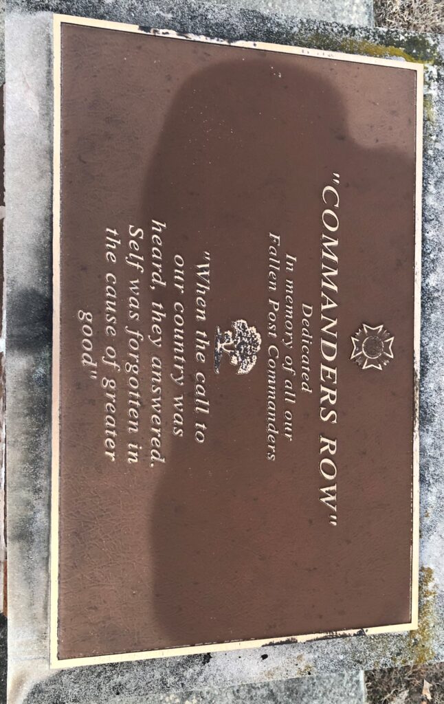 “COMMANDERS ROW” WAR MEMORIAL PLAQUE