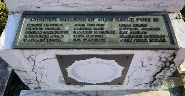 GLEN RAYNE POST 15 WAR MEMORIAL PLAQUE