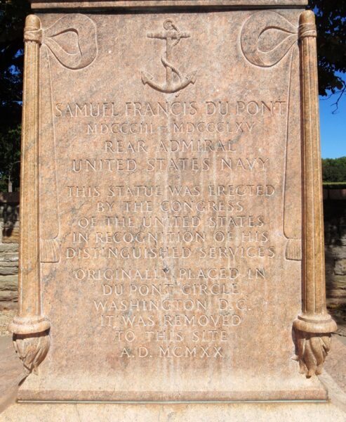 SAMUEL FRANCIS DU PONT REAR ADMIRAL WAR MEMORIAL STONE