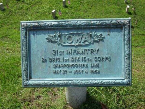 31ST IOWA INFANTRY SHARPSHOOTERS AT VICKSBURG MEMORIAL PLAQUE