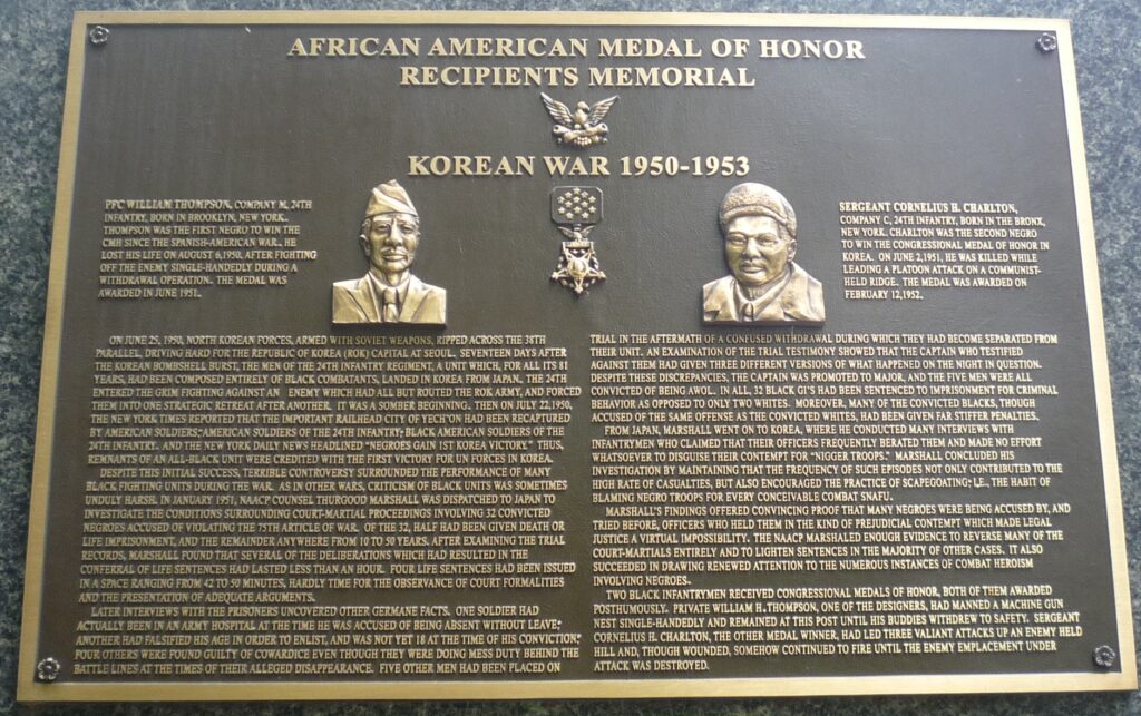 AFICAN AMERICAN MEDAL OF HONOR RECIPIENTS MEMORIAL PLAQUE K