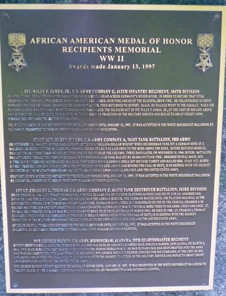 AFRICAN AMERICAN MEDAL OF HONOR RECIPIENTS MEMORIAL PLAQUE J