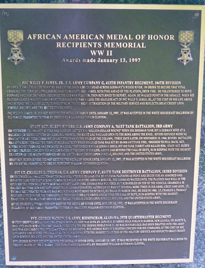 AFRICAN AMERICAN MEDAL OF HONOR RECIPIENTS MEMORIAL PLAQUE J