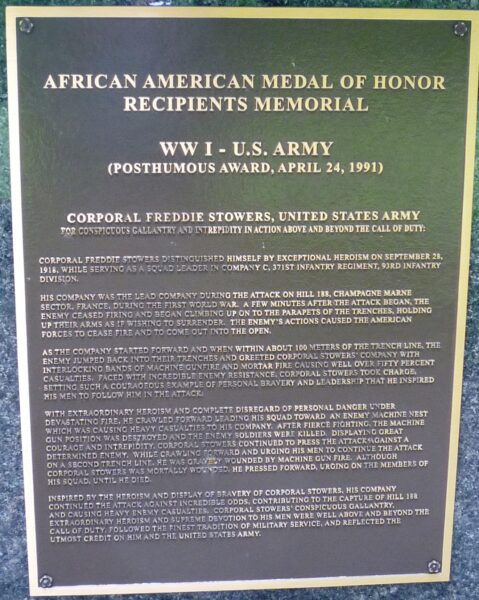 AFRICAN AMERICAN MEDAL OF HONOR RECIPIENTS MEMORIAL PLAQUE H
