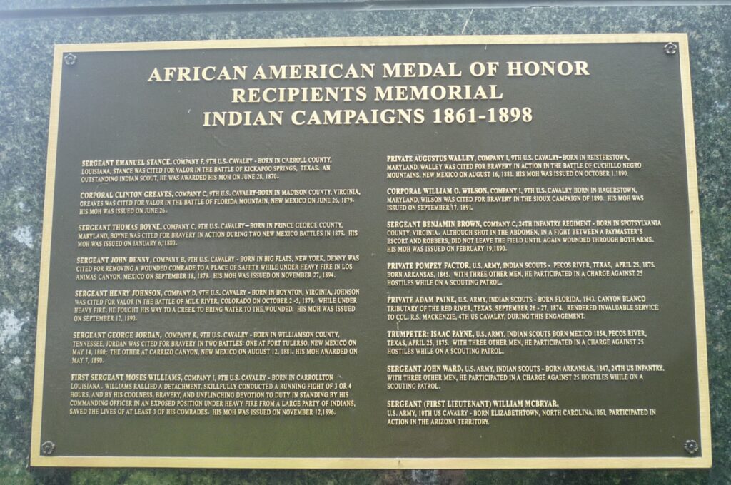 AFRICAN AMERICAN MEDAL OF HONOR RECIPIENTS MEMORIAL PLAQUE E