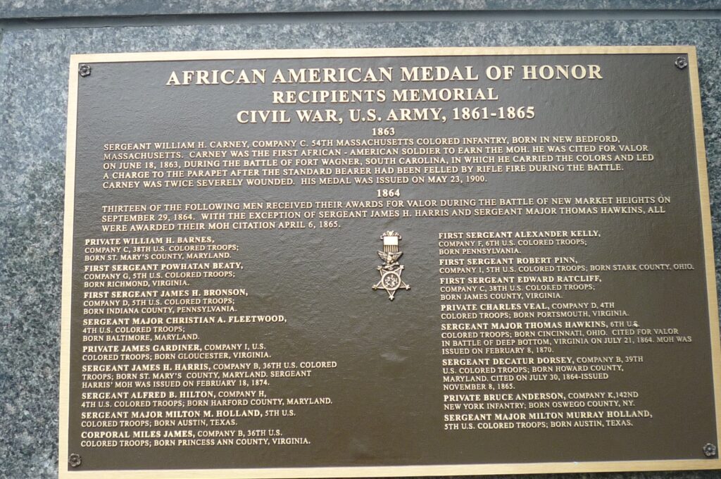 AFRICAN AMERICAN MEDAL OF HONOR RECIPIENTS MEMORIAL PLAQUE B