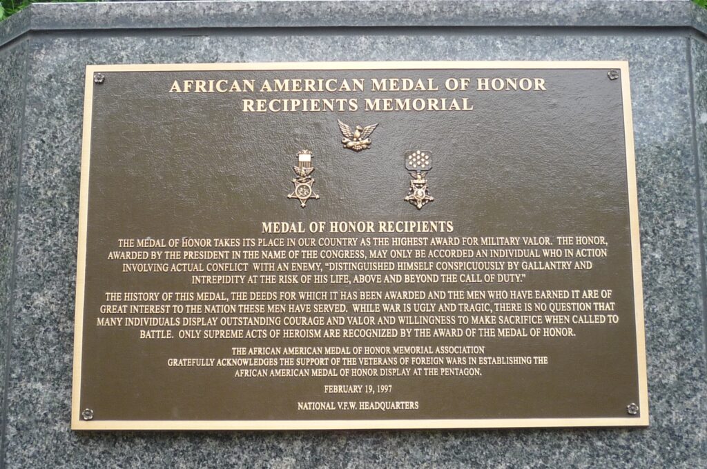 AFRICAN AMERICAN MEDAL OF HONOR RECIPIENTS MEMORIAL PLAQUE A