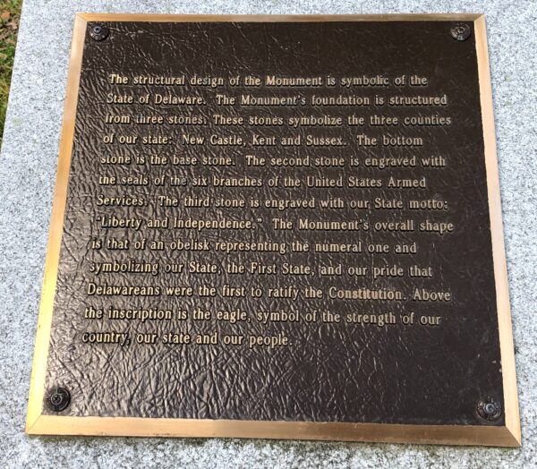 STATE OF DELAWARE ARMED SERVICES WAR MEMORIAL PLAQUE