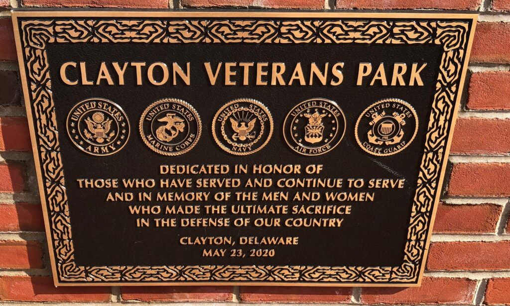 CLAYTON VETERANS PARK MEMORIAL PLAQUE A