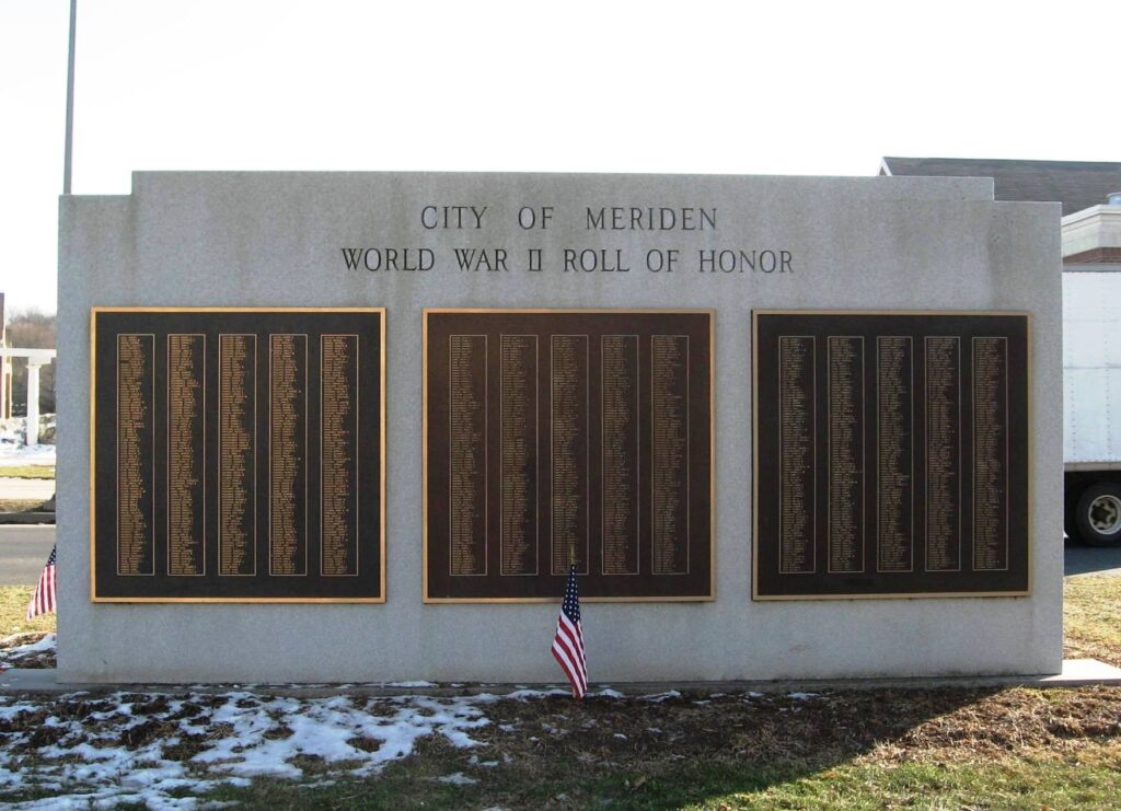 CITY OF MERIDEN WORLD WAR II ROLL OF HONOR MEMORIAL FRONT
