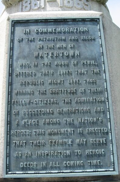 WATERTOWN CIVIL WAR MEMORIAL PLAQUE A