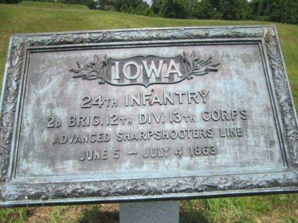 24TH IOWA INFANTRY ADVANCED SHARPSHOOTERS AT VICKSBURG MEMORIAL PLAQUE