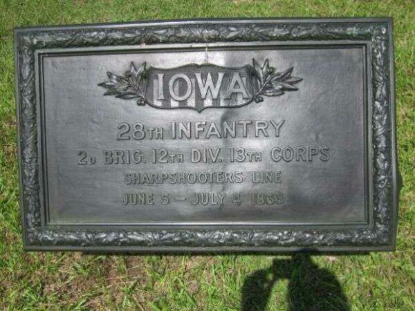 28TH IOWA INFANTRY SHARPSHOOTERS AT VICKSBURG MEMORIAL PLAQUE