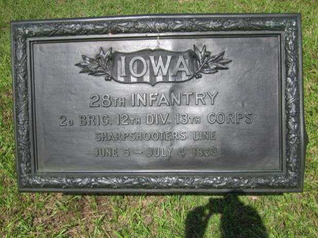28TH IOWA INFANTRY SHARPSHOOTERS AT VICKSBURG MEMORIAL PLAQUE