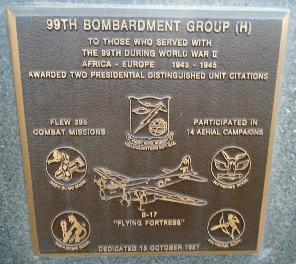99TH BOMBARDMENT GROUP (H) WAR MEMORIAL PLAQUE