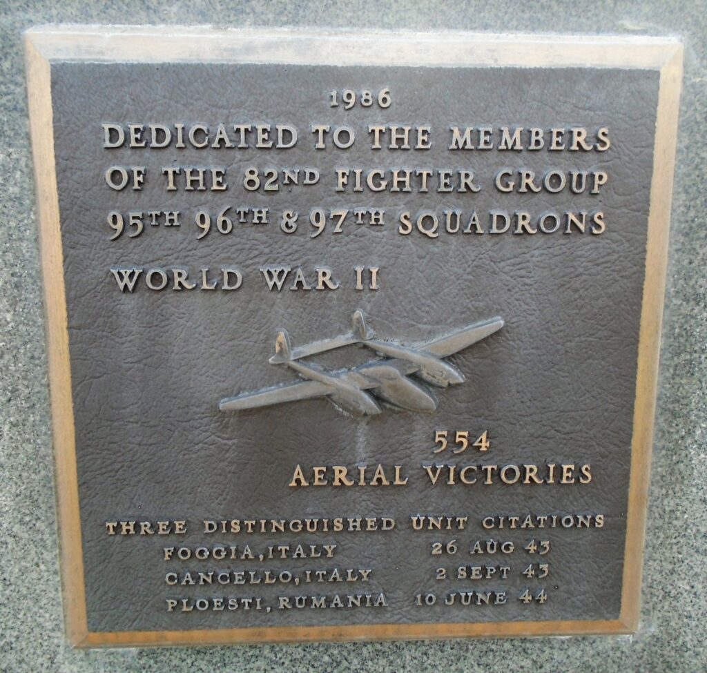 USAF ACADEMY 82ND FIGHTER GROUP WAR MEMORIAL PLAQUE