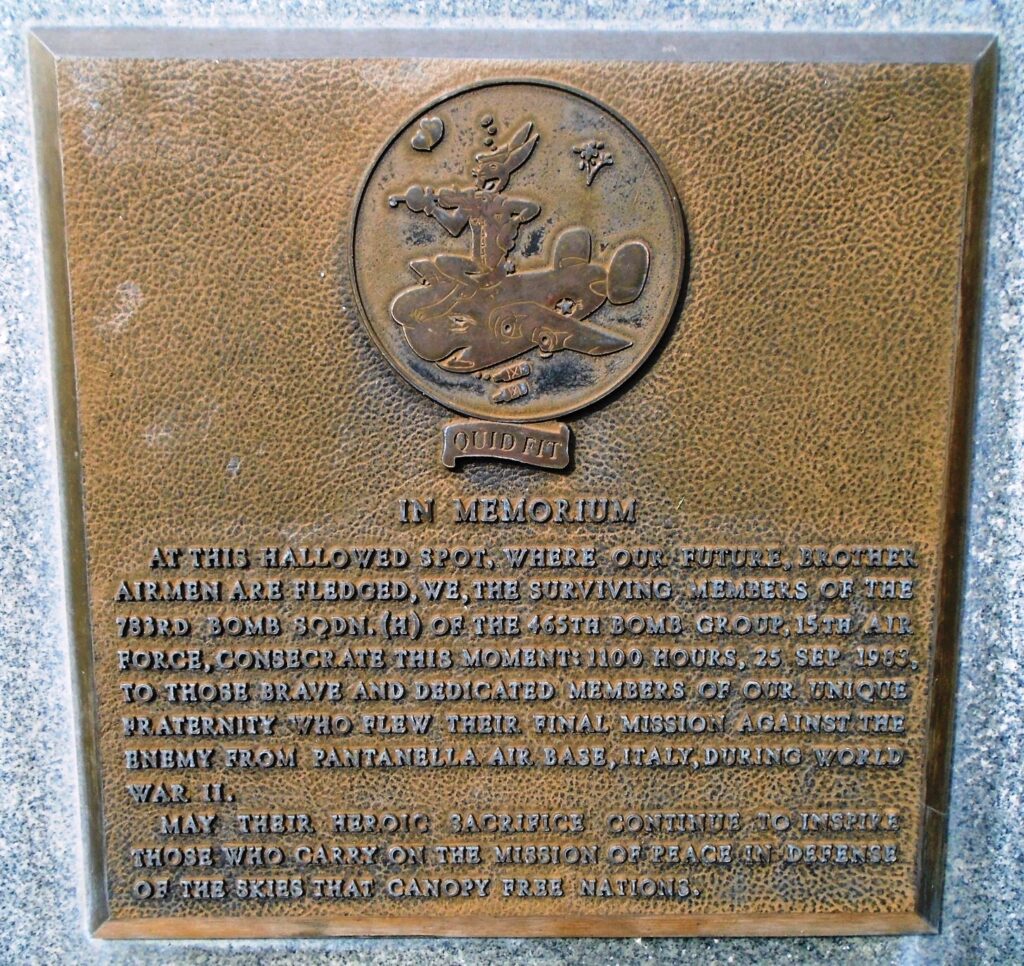 783RD BOMB SQDN. (H) WAR MEMORIAL PLAQUE