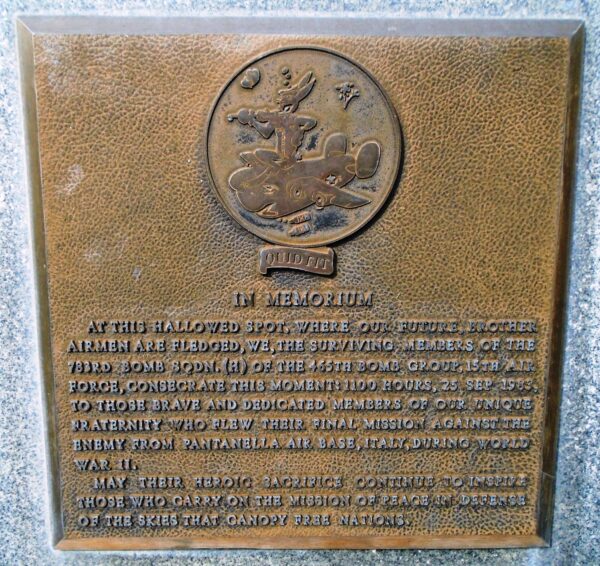 783RD BOMB SQDN. (H) WAR MEMORIAL PLAQUE