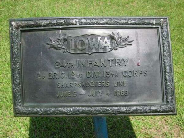 24TH IOWA INFANTRY SHARPSHOOTERS AT VICKSBURG MEMORIAL PLAQUE