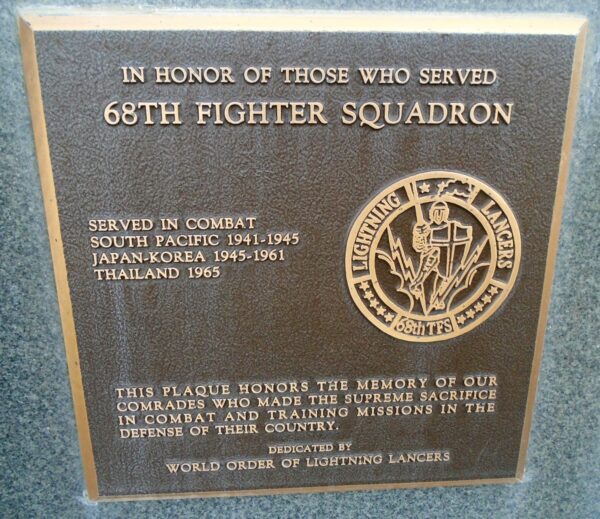 USAF ACADEMY 68TH FIGHTER SQUADRON WAR MEMORIAL PLAQUE