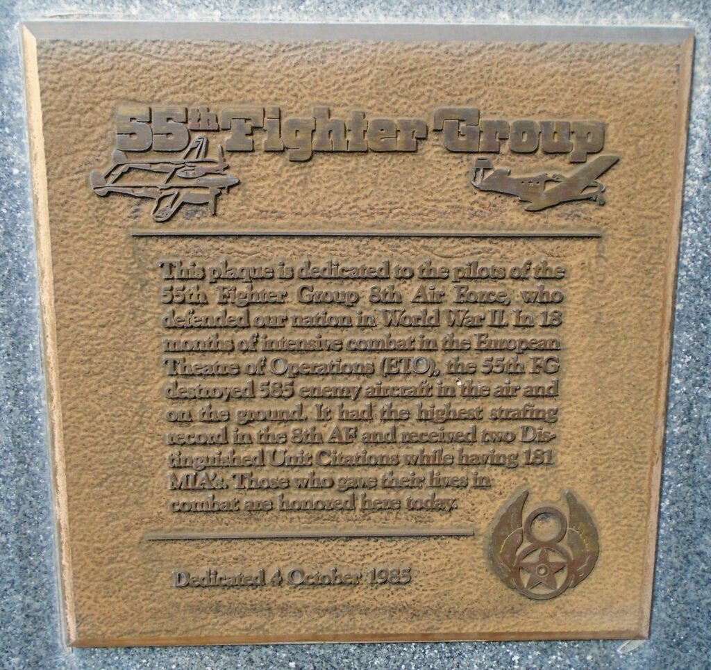 USAF ACADEMY 55TH FIGHTER GROUP WAR MEMORIAL PLAQUE