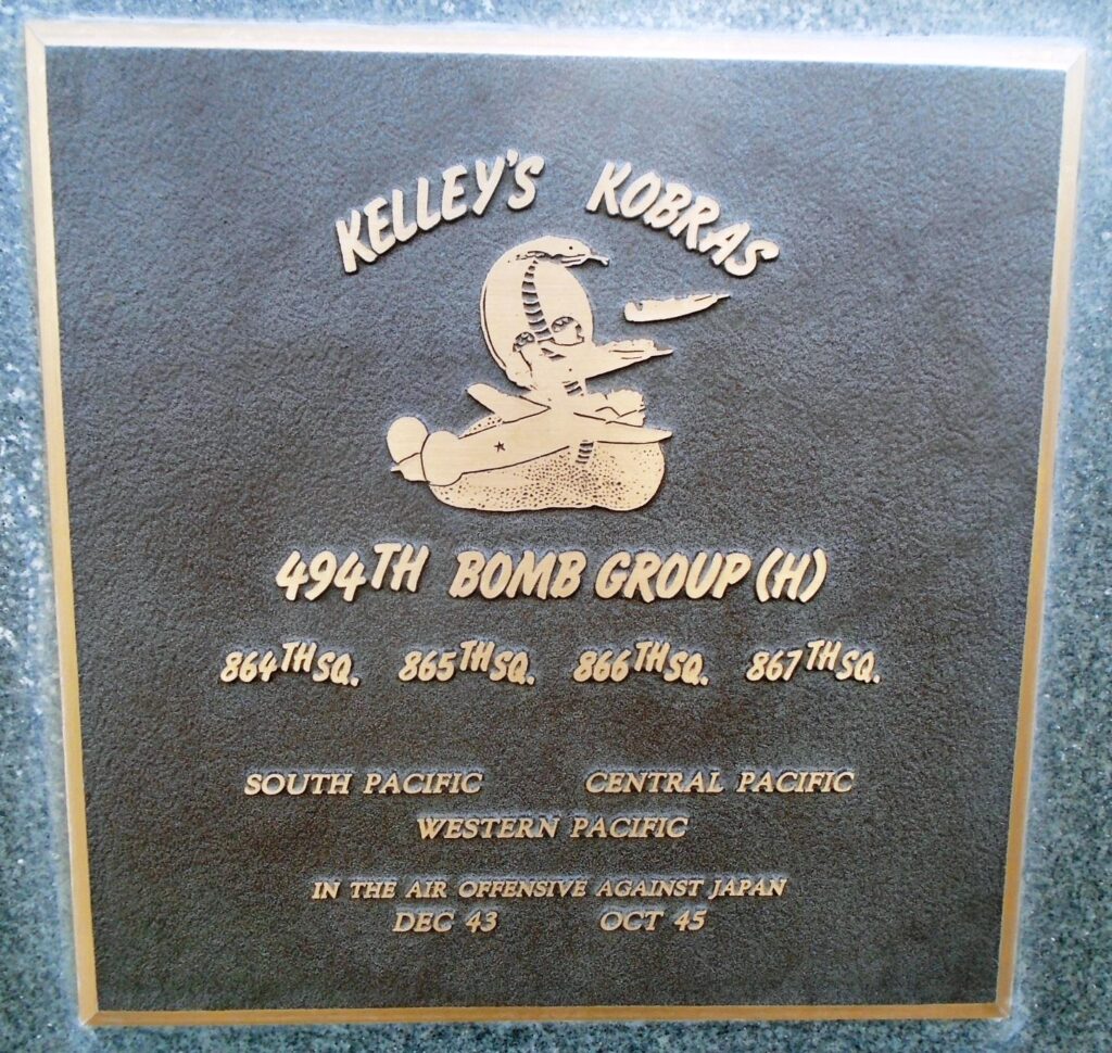 494TH BOMB GROUP (H) WAR  MEMORIAL PLAQUE