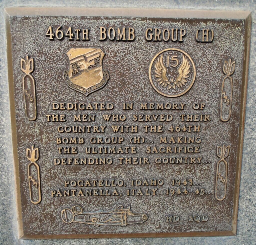 USAF ACADEMY 464TH BOMB GROUP (H) WAR MEMORIAL PLAQUE