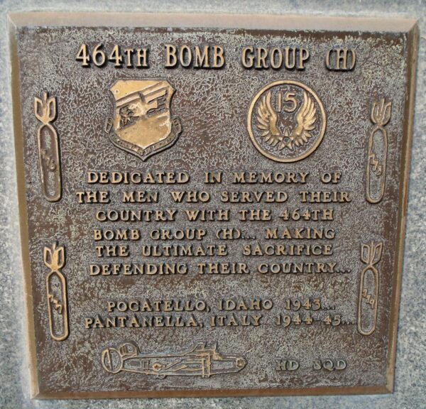 USAF ACADEMY 464TH BOMB GROUP (H) WAR MEMORIAL PLAQUE