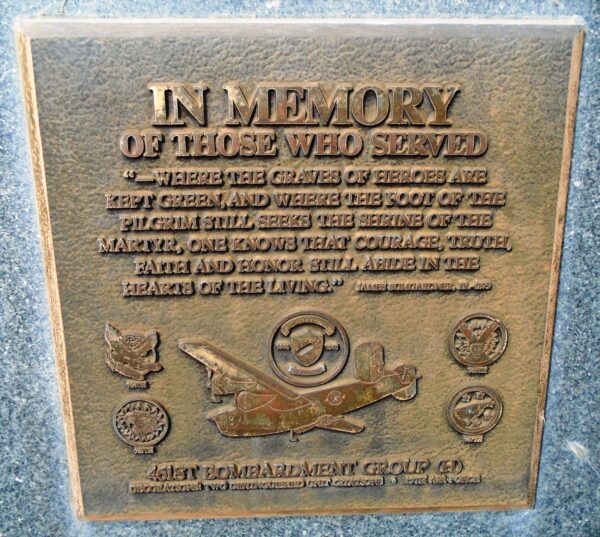 461ST BOMBARDMENT GROUP (H) WAR MEMORIAL PLAQUE