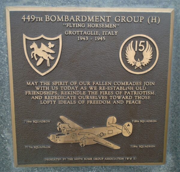 449TH BOMBARDMENT GROUP (H) WAR MEMORIAL PLAQUE