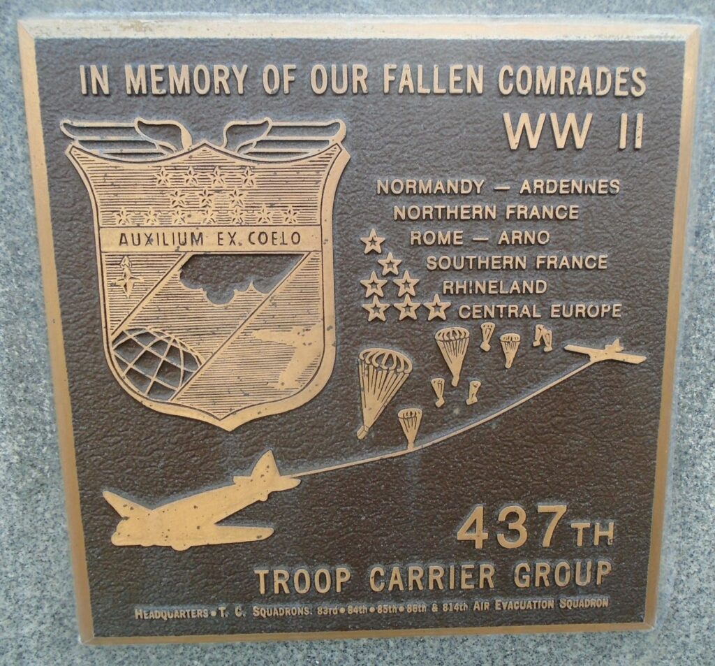 USAF ACADEMY 437TH TROOP CARRIER GROUP WAR MEMORIAL PLAQUE