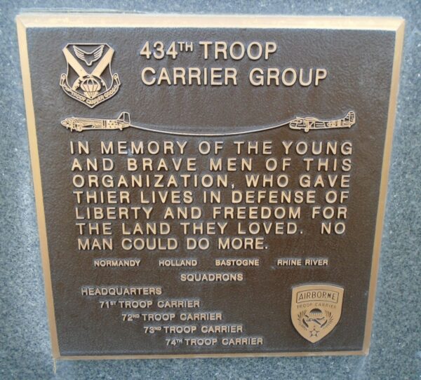 434TH TROOP CARRIER GROUP WAR MEMORIAL PLAQUE