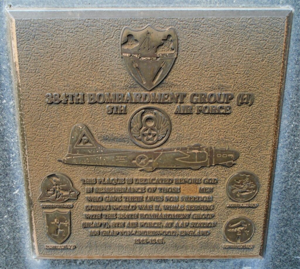 USAF ACADEMY 384TH BOMBARDMENT GROUP (H) WAR MEMORIAL PLAQUE