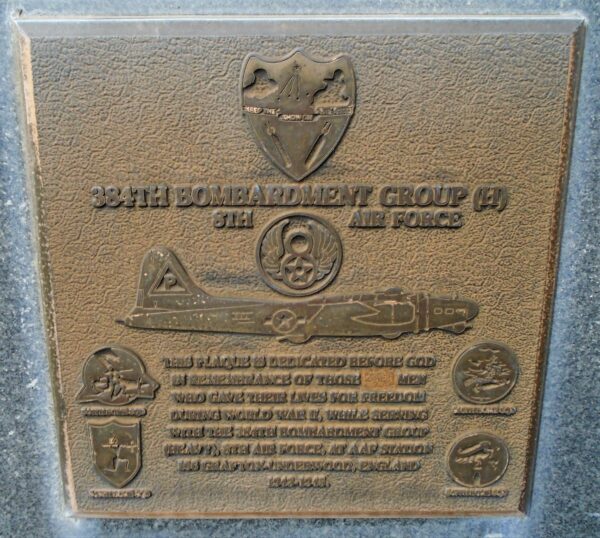 USAF ACADEMY 384TH BOMBARDMENT GROUP (H) WAR MEMORIAL PLAQUE