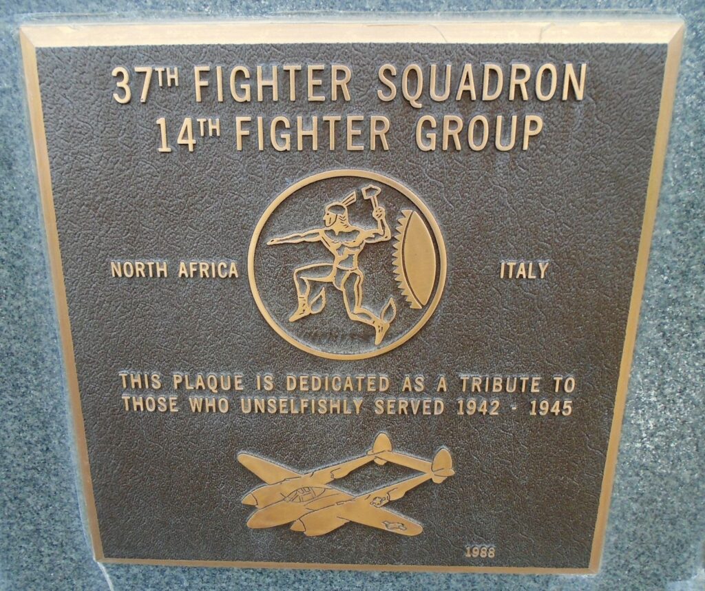 37TH FIGHTER SQUADRON 14TH FIGHTER GROUP WAR MEMORIAL PLAQUE