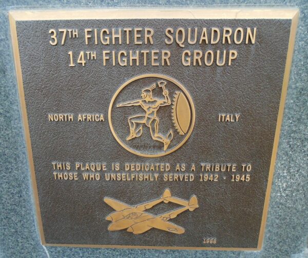 37TH FIGHTER SQUADRON 14TH FIGHTER GROUP WAR MEMORIAL PLAQUE