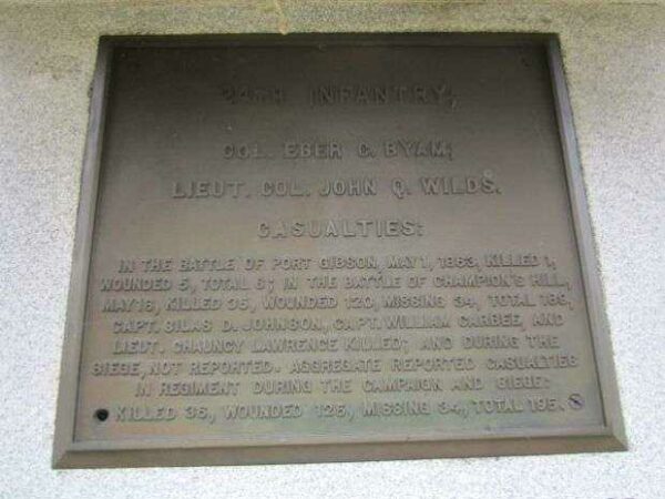24TH IOWA INFANTRY AT VICKSBURG MEMORIAL PLAQUE