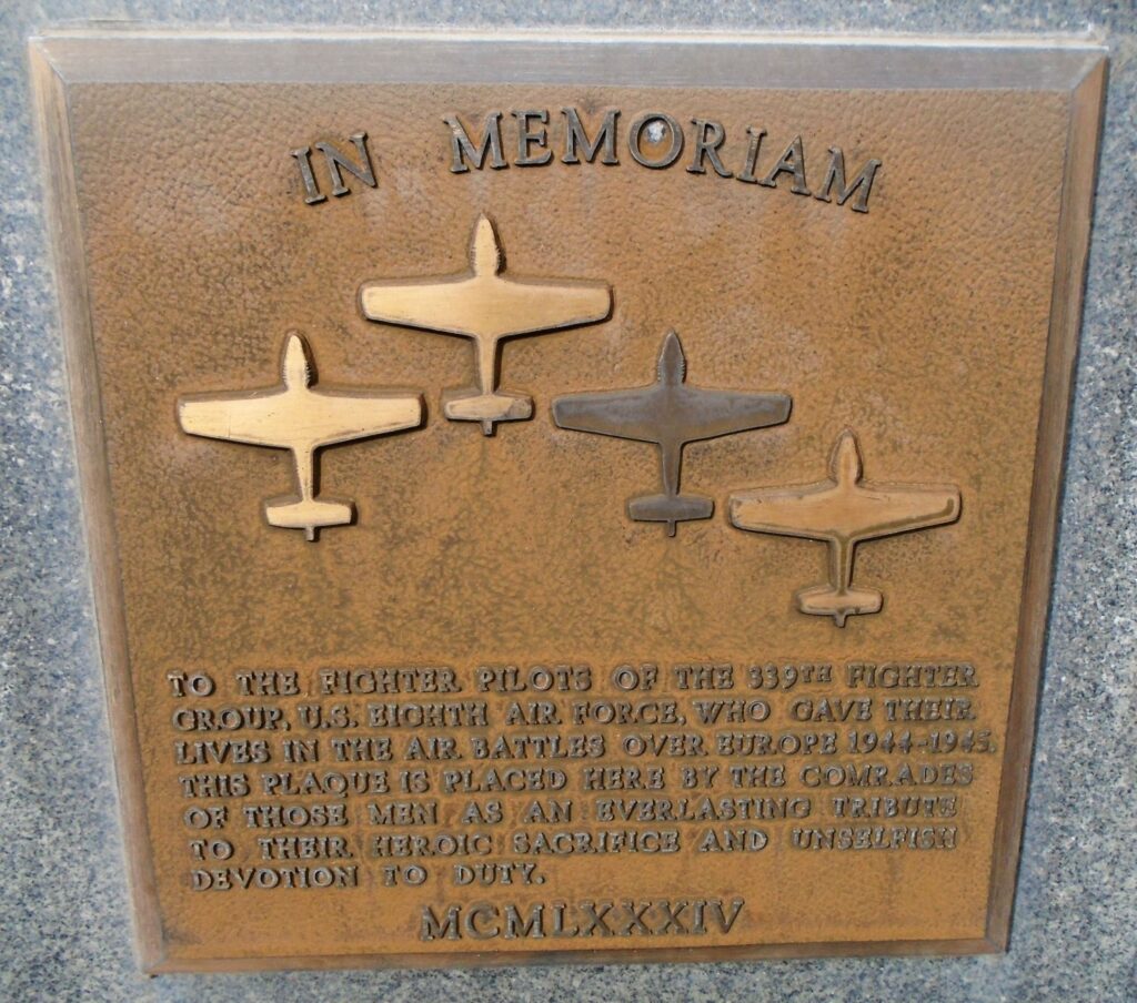 USAF ACADEMY 339TH FIGHTER GROUP WAR MEMORIAL PLAQUE